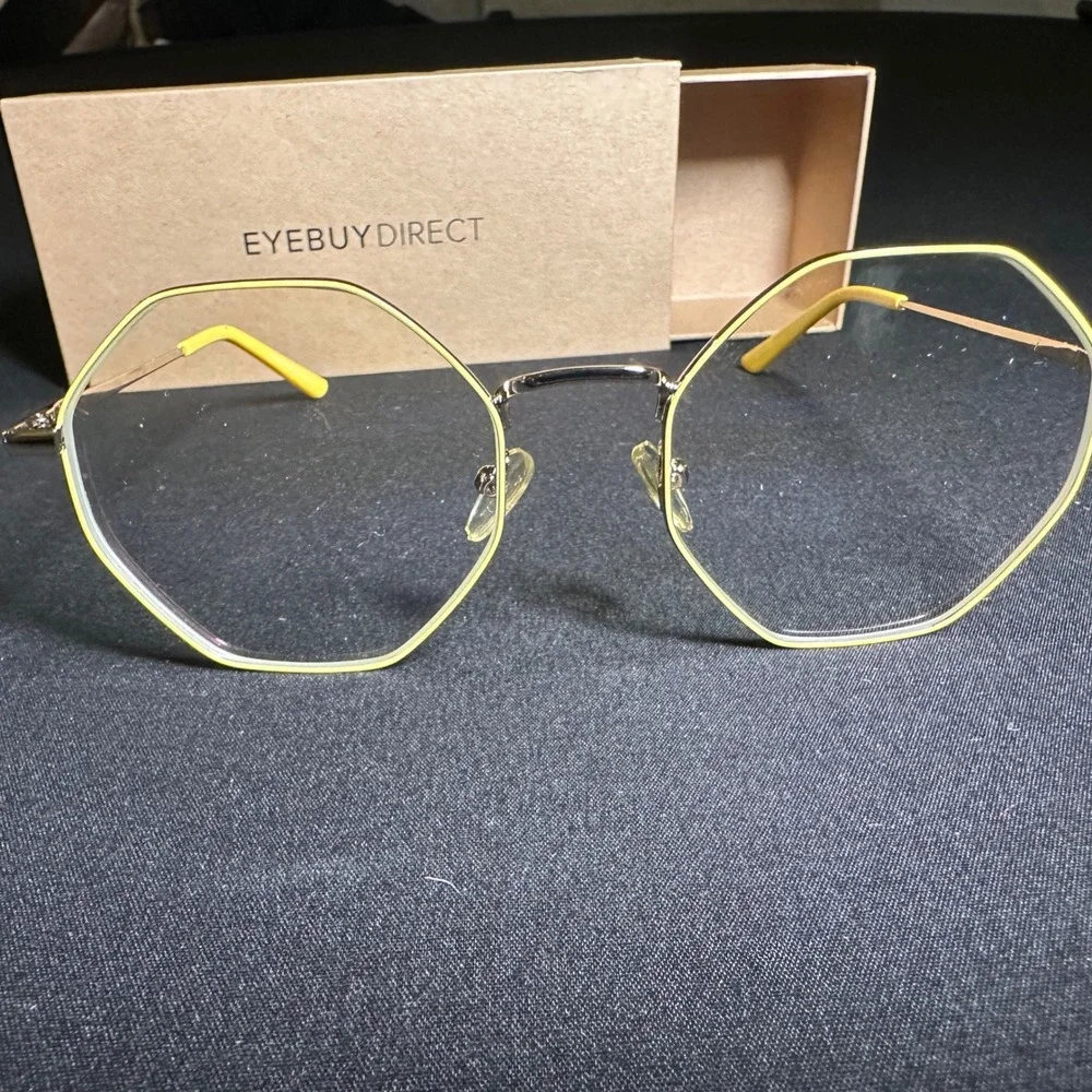 EyebuyDirect Altar Glasses Frames 54-19-145 C2‎ Yellow Metal Octagon Silver